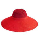 RIRI Duo Jute Handwoven Straw Hat in Red & Maroon