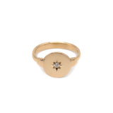 Keepsake Round North Star Signet Ring  - 14k Yellow Gold