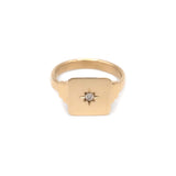 Keepsake Square North Star Signet Ring  - 14k Yellow Gold