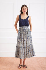 Wren Skirt in Sapphire Vines