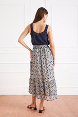Wren Skirt in Sapphire Vines