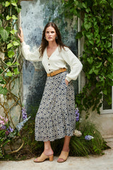 Wren Skirt in Sapphire Vines