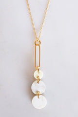 Sa Dec Circular Drop Buffalo Horn Long Pendant Necklace