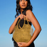 Sol Wire Tote Bag In Dark Gold