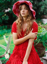 SRIKANDI Ruffle Dress in Scarlet Red