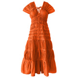 SRIKANDI Ruffle Maxi Dress in Sienna Brown