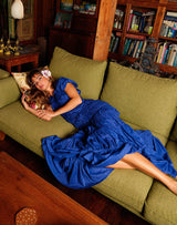 SRIKANDI Ruffle Maxi Dress in Royal Blue