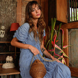 SRIKANDI Ruffle Maxi Dress in Princess Blue
