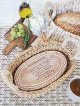Personalized Bread Warmer & Basket Gift Set With Tea Towel - Recipe Oval