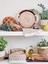 Bread Warmer & Basket Gift Set With Tea Towel - Garden Round