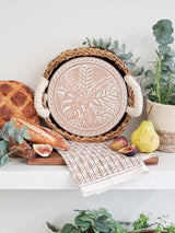 Bread Warmer & Basket Gift Set With Tea Towel - Plant Round