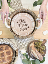 Bread Warmer & Basket Gift Set With Tea Towel - Mom Round