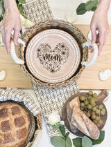 Bread Warmer & Basket Gift Set With Tea Towel - Mom Round
