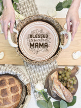 Bread Warmer & Basket Gift Set With Tea Towel - Mom Round