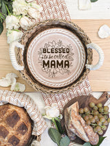 Bread Warmer & Basket Gift Set With Tea Towel - Mom Round