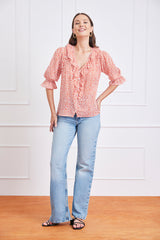 Chloe Shirt in Chili Vintage Bloom