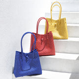 Toko Bazaar Woven Tote Bag - In Navy & White