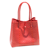 Toko Bazaar Woven Tote Bag - In Red & White