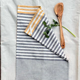 Gray With Yellow Stripes Kitchen Towels - Set of 2