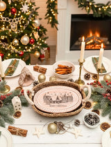 Bread Warmer Gift Box With Rectangular Wooden Board and Spoon - Christmas Oval