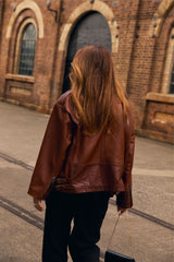 New Yorker Oversized Motor Jacket – Vintage Chocolate Leather