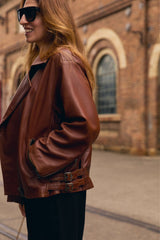 New Yorker Oversized Motor Jacket – Vintage Chocolate Leather