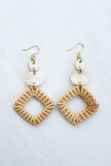 Xuan 16K Gold-Plated Brass Buffalo Horn & Rattan/Wicker Geo Statement Earrings