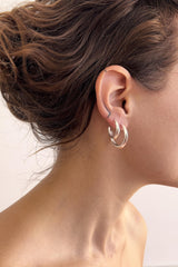 Crescent Hoops Silver Medium