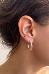 Crescent Hoops Silver Medium