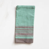 Teal Napkins With Brown Stripes – Set of 4