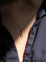 Snake Necklace With Diamond - 14k Yellow Gold
