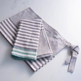 Green & Gray Stripe Organic Cotton Tea Towels – Set of 2