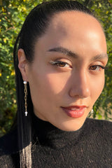 Mae Paperclip Chain and Pearl Threader Earrings in Gold