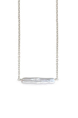 Maris Pearl Bar Necklace in Silver