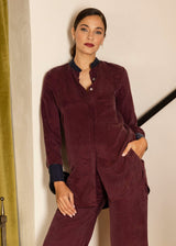 Merlot Grace Band Collar Shirt
