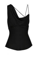 THALIA Draped Satin Blouse