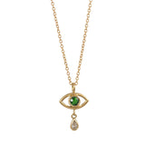 Evil Eye Teardrop Necklace - 14K Yellow Gold