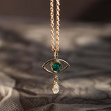 Evil Eye Teardrop Necklace - 14K Yellow Gold