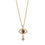 Evil Eye Teardrop Necklace - 14K Yellow Gold