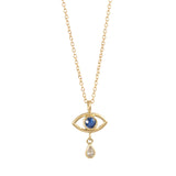Evil Eye Teardrop Necklace - 14K Yellow Gold