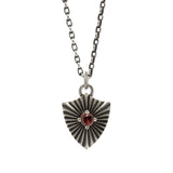 Shield Necklace With Garnet (Large)  - Sterling Silver
