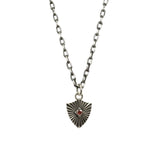 Shield Necklace With Garnet (Small)  - Sterling Silver