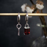 Padlock and Key Hoop Earring - Sterling Silver