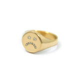 Sad Face Signet Ring - 14K Yellow Gold