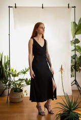 Mae Slip Dress / Black Silk - ourCommonplace