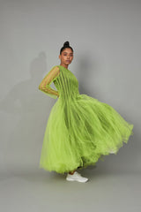 BOTTLE BRUSH TULLE DRESS LIME - ourCommonplace
