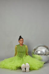 BOTTLE BRUSH TULLE DRESS LIME - ourCommonplace