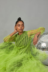 BOTTLE BRUSH TULLE DRESS LIME - ourCommonplace
