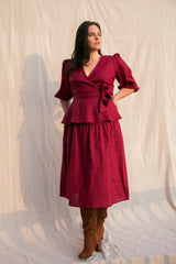 Beth Skirt / Scarlet Linen - ourCommonplace