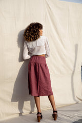Beth Skirt / Plum Linen - ourCommonplace